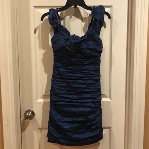 OFF THE SHOULDER METAL TAFFETA DRESS